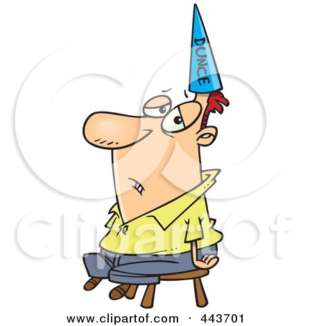 Royalty-Free (RF) Clip Art Illustration of a Cartoon Man Wearing A Dunce Hat by toonaday