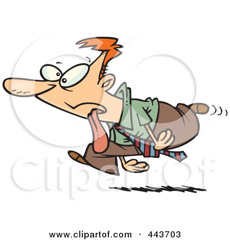 Royalty-Free (RF) Clip Art Illustration of a Cartoon Drooling Businessman Running by toonaday