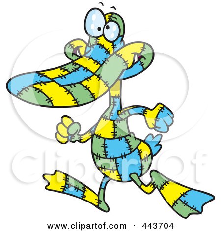Royalty-Free (RF) Clip Art Illustration of a Cartoon Quilted Duck by toonaday