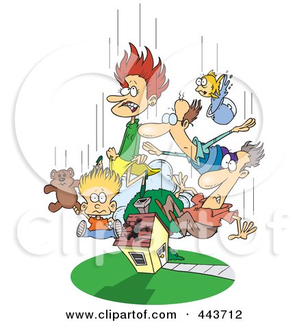 Royalty-Free (RF) Clip Art Illustration of Cartoon Family Members Dropping In by toonaday