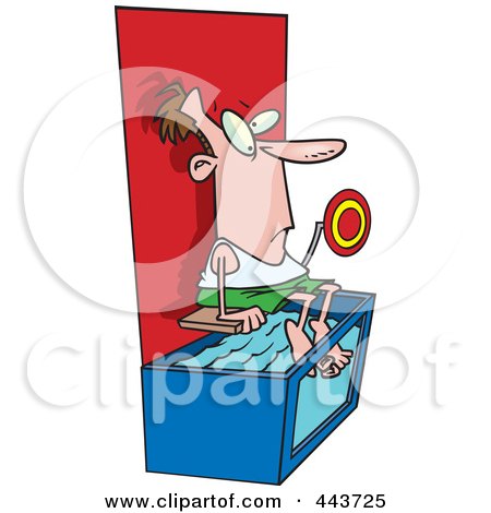 Royalty-Free (RF) Clip Art Illustration of a Cartoon Man Above A Dunk Tank by toonaday