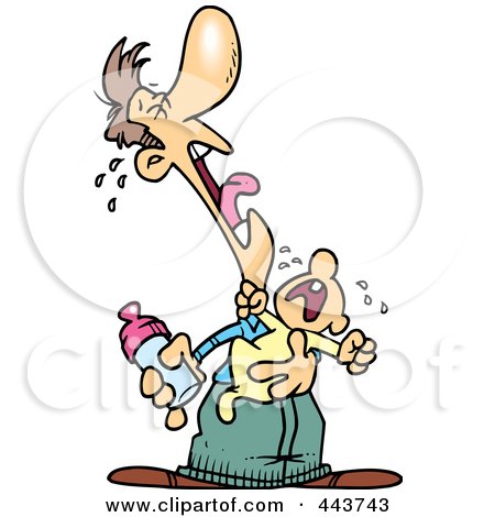 Royalty-Free (RF) Clip Art Illustration of a Cartoon Father And Baby Crying A Duet by toonaday