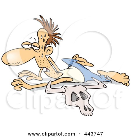 Royalty-Free (RF) Clip Art Illustration of a Cartoon Crawling Man In A Drought by toonaday