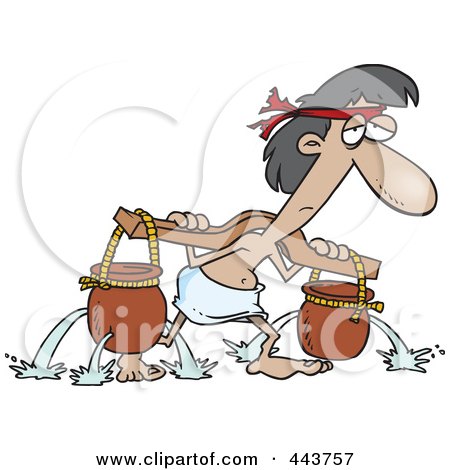 Royalty-Free (RF) Clip Art Illustration of a Cartoon Slave Carrying Holy Water Pots by toonaday