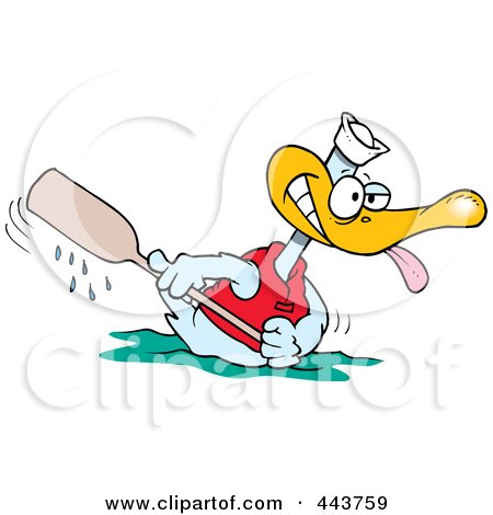Royalty-Free (RF) Clip Art Illustration of a Cartoon Rowing Duck by toonaday