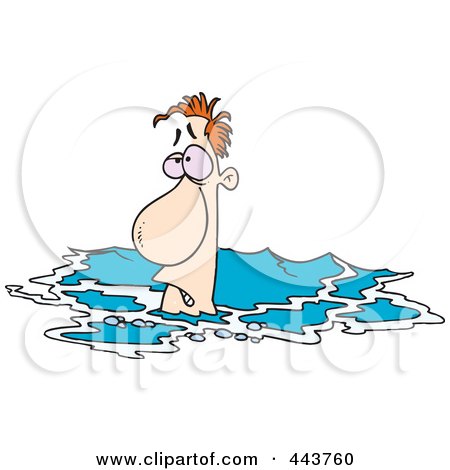 Royalty-Free (RF) Clip Art Illustration of a Cartoon Drowning Man by toonaday