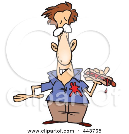 Royalty-Free (RF) Clip Art Illustration of a Cartoon Man Dripping Ketchup On His Shirt by toonaday