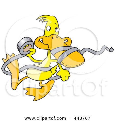 Royalty-Free (RF) Clip Art Illustration of a Cartoon Duck With Tape by toonaday