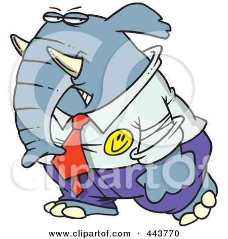 Royalty-Free (RF) Clip Art Illustration of a Cartoon Grumpy Business Elephant by toonaday