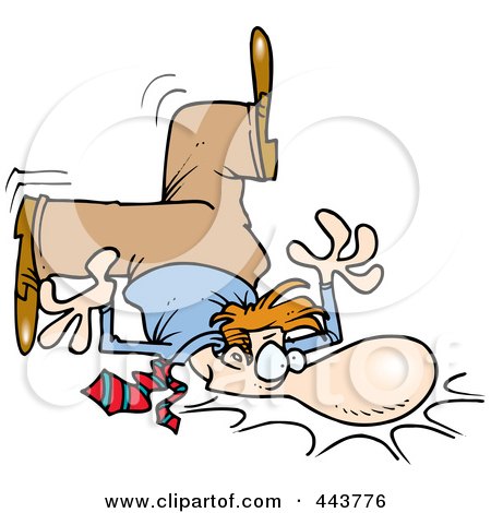 Royalty-Free (RF) Clip Art Illustration of a Cartoon Clumsy Businessman Falling On His Face by toonaday