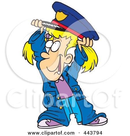 Royalty-Free (RF) Clip Art Illustration of a Cartoon Girl In A Police Costume by toonaday