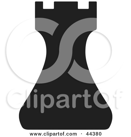 Clipart Illustration of a Black Silhouette Of A Rook Chess Piece by Frisko