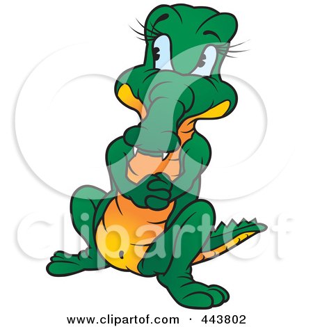 Royalty-Free (RF) Clip Art Illustration of a Crocodile In Love by dero