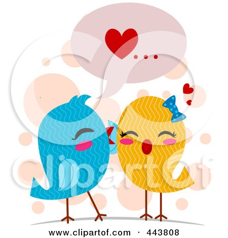 Royalty-Free (RF) Clip Art Illustration of Love Birds Whispering Sweet Nothings by BNP Design Studio