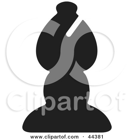 Clipart Illustration of a Black Silhouette Of A Bishop Chess Piece by Frisko
