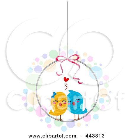 Royalty-Free (RF) Clip Art Illustration of Love Birds In A Round Cage by BNP Design Studio