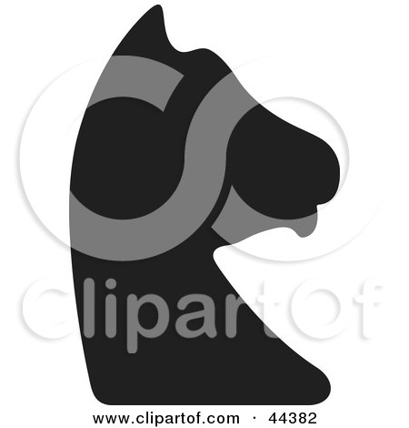 Clipart Illustration of a Black Silhouette Of A Knight Chess Piece by Frisko