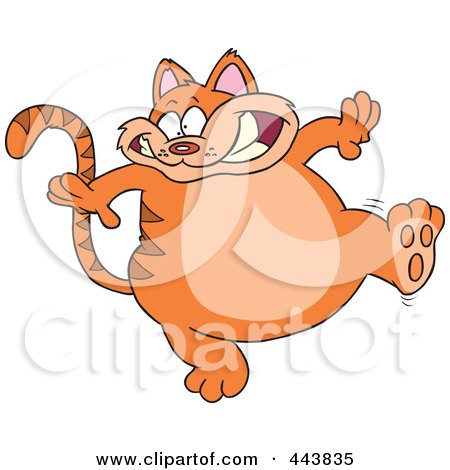 Royalty-Free (RF) Clip Art Illustration of a Cartoon Walking Fat Orange Cat by toonaday