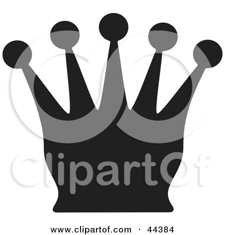 Clipart Illustration of a Black Silhouette Of A Queen Chess Piece by Frisko