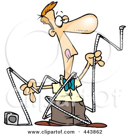 Royalty-Free (RF) Clip Art Illustration of a Cartoon Man Trying To Use Measuring Tape by toonaday
