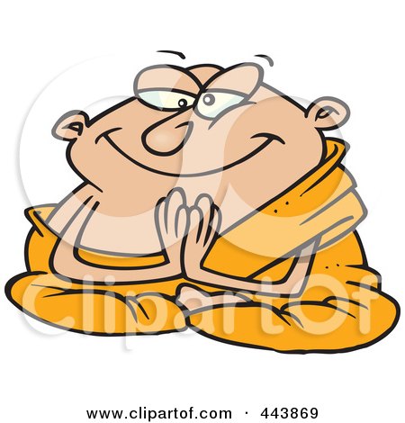 Royalty-Free (RF) Clip Art Illustration of a Cartoon Meditating Monk by toonaday