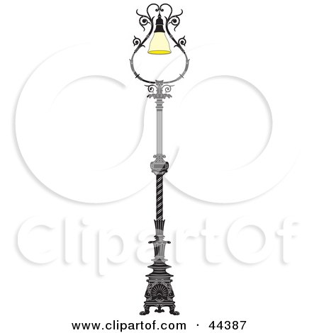 Clipart Illustration of an Elegant Wrought Iron Street Lamp by Frisko