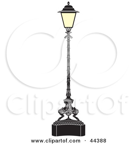 Clipart Illustration of a Beautiful Wrought Iron Street Light by Frisko