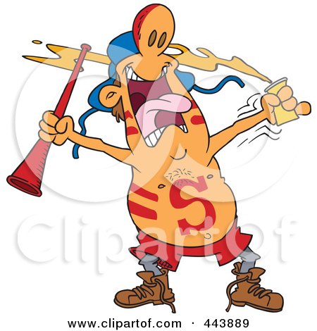 Royalty-Free (RF) Clip Art Illustration of a Cartoon Sports Fan With Body Paint by toonaday