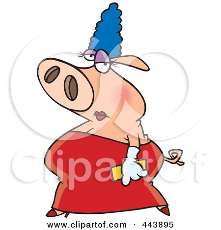 Royalty-Free (RF) Clip Art Illustration of a Cartoon Fancy Pig In A Dress by toonaday