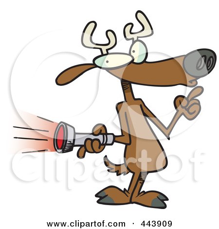 Royalty-Free (RF) Clip Art Illustration of a Cartoon Deer Holding A Flashlight by toonaday