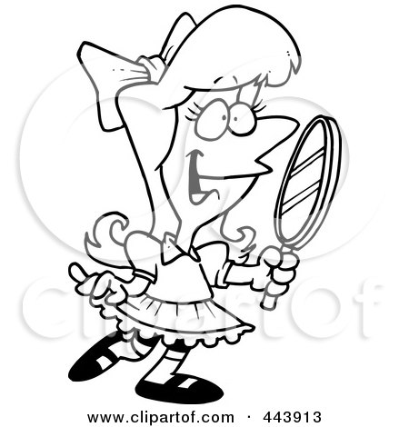 Royalty-Free (RF) Clip Art Illustration of a Cartoon Black And White Outline Design Of A Pretty Girl Holding A Mirror by toonaday
