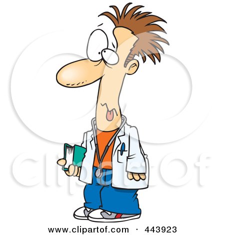Royalty-Free (RF) Clip Art Illustration of a Cartoon Tired Med Student by toonaday