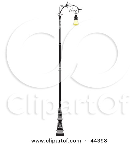 Clipart Illustration of a Tall Wrought Iron Street Lamp by Frisko