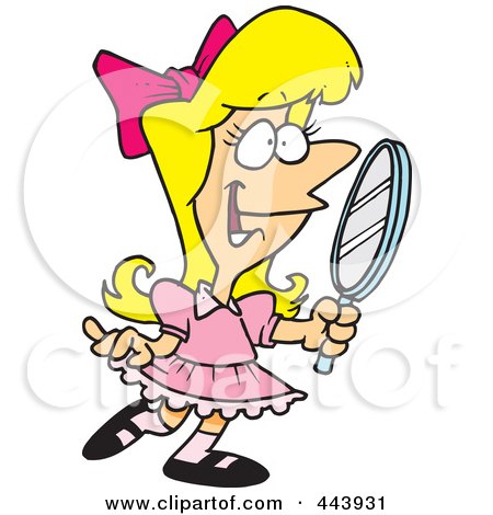 Royalty-Free (RF) Clip Art Illustration of a Cartoon Pretty Girl Holding A Mirror by toonaday