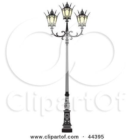 Clipart Illustration of Three Bulb Wrought Iron Street Lamp by Frisko
