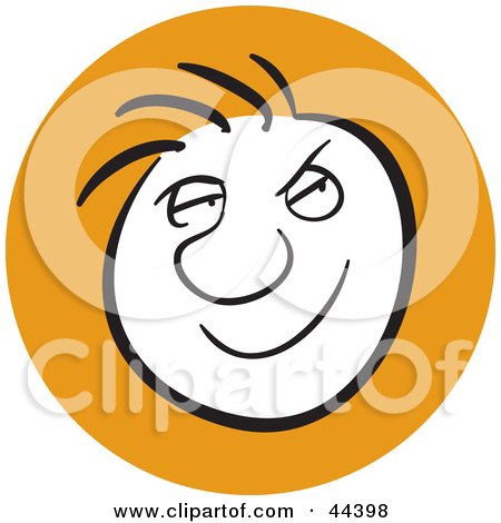 Clipart Illustration of a Man With A Sneaky Facial Expression by Frisko