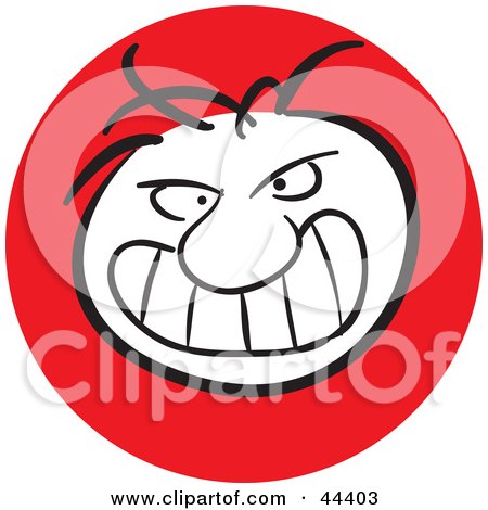 Clipart Illustration of a Man With A Mad Facial Expression by Frisko