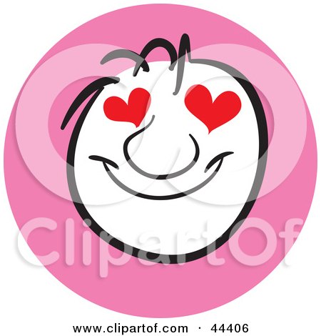 Clipart Illustration of a Man With A Love Struck Facial Expression by Frisko