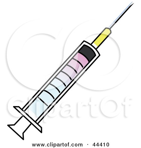 Clipart Illustration of a Colorful Needle And Syringe by Frisko