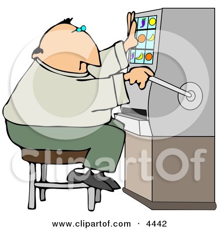 Male Gambler Playing the Slot Machine in a Casino Clipart by djart