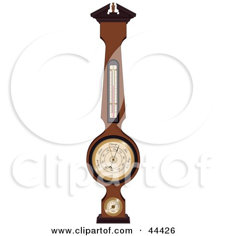 Clipart Illustration of a Weather Station With A Thermometer And Aneroid Barometer by Frisko
