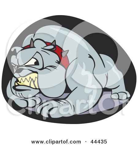 Clipart Illustration of a Tough Muscular Gray Bulldog In A Defensive Stance by Frisko