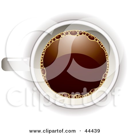 Royalty-free (RF) Clip Art Of An Aerial View Down On A White Coffee Cup Filled With Joe by michaeltravers