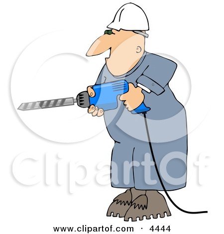 Male Construction Worker Drilling Into a Wall Clipart by djart