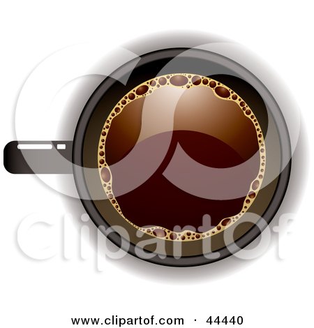 Royalty-free (RF) Clip Art Of An Aerial View Down On A Black Coffee Cup Filled With Joe by michaeltravers