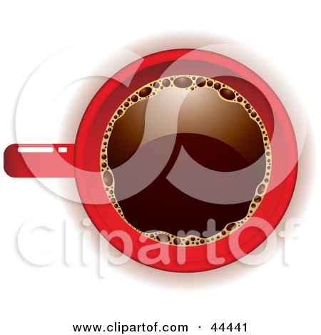 Royalty-free (RF) Clip Art Of An Aerial View Down On A Red Coffee Cup Filled With Joe by michaeltravers