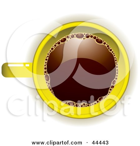 Royalty-free (RF) Clip Art Of An Aerial View Down On A Yellow Coffee Cup Filled With Joe by michaeltravers