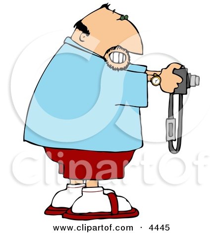 Male Tourist Taking a Picture with His Digital Camera Clipart by djart