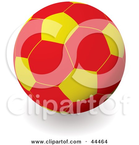 Royalty-free (RF) Clip Art Of A Red And Yellow Soccer Ball Football by michaeltravers
