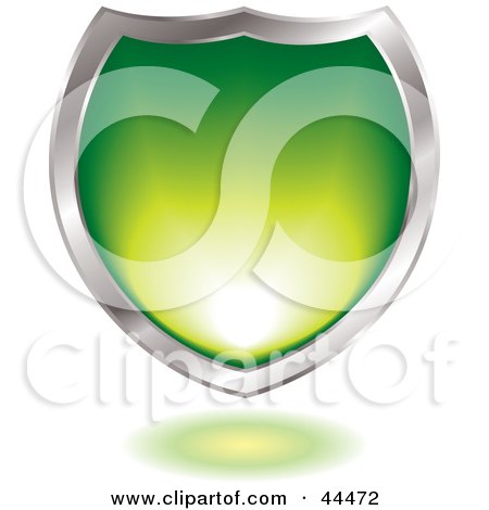 Royalty-free (RF) Clip Art Of A Silver And Green Gel Blended Shield Design Element by michaeltravers